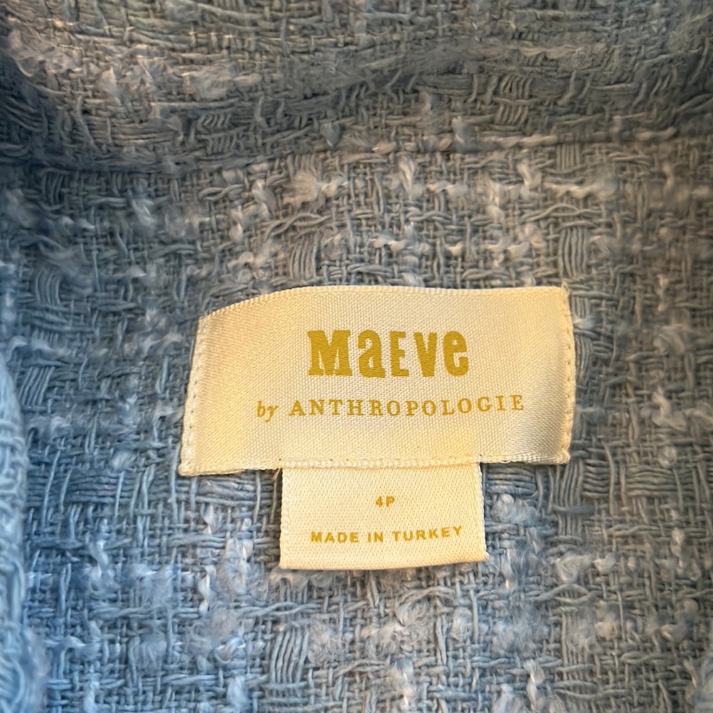 Anthropologie Maeve Sleeveless Tweed Blazer Mini Dress Blue New NWOT - Picture 10 of 10